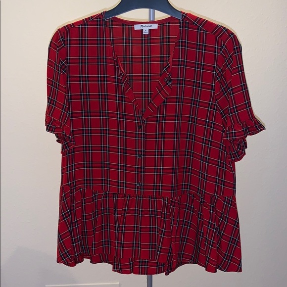 Madewell Tops - Cute Madewell plaid top with ruffles and pleats